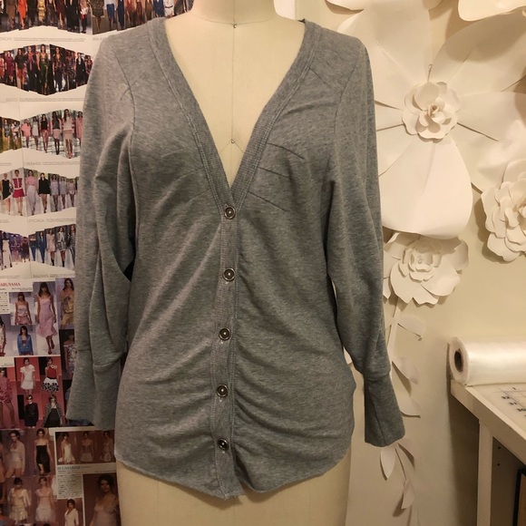 Free People Grey 3/4 Sleeve Cardigan w buttons - Picture 1 of 7